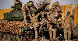Ukrainian servicemen of the 3rd Separate Tank Iron Brigde take part in an exercise in the Kharkiv area, Ukraine, Thursday, Feb. 23, 2023, the day before the one year mark since the war began. War has been a catastrophe for Ukraine and a crisis for the globe and the world is a more unstable and fearful place since Russia invaded its neighbor on Feb. 24, 2022. Vadim Ghirda/AP