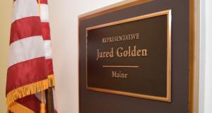 Representative Jared Golden sign.