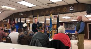Congressman Golden speaks with veterans.