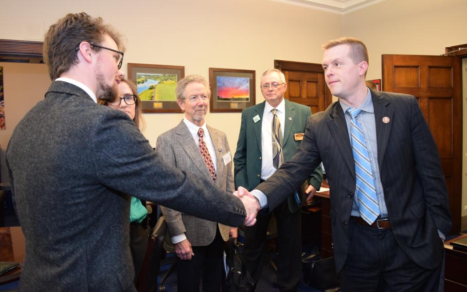Congressman Golden meets with Maine's American Forestry Foundation Delegation.