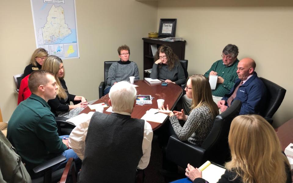 Congressman Jared Golden speaks with Mainers at a roundtable.