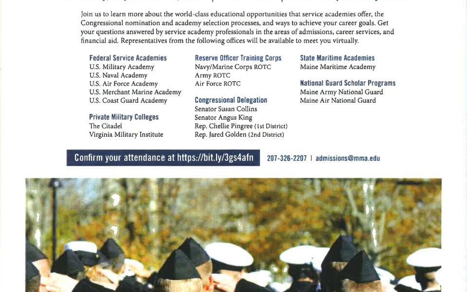 Service Academy Night, Wednesday September 23, you can RSVP at https://bit.ly/3gs4afn