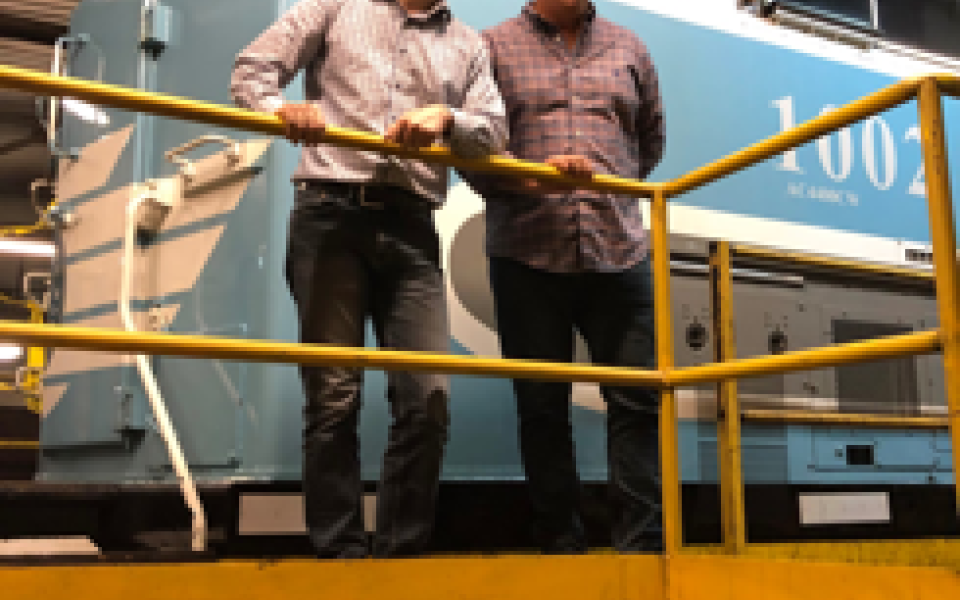 Congressman Golden at a rail yard.