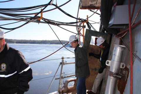 Congressman Jared Golden on a boat.