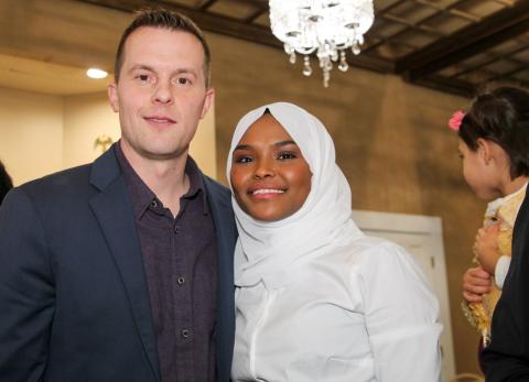 Congressman Jared Golden with Safiya Khalid (Photo Credit: John Ochira)